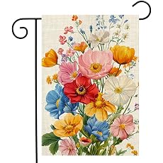 Spring Colorful Floral Garden Flag 12x18 Inch Double Sided Summer Flowers Yard Outdoor Flag...
