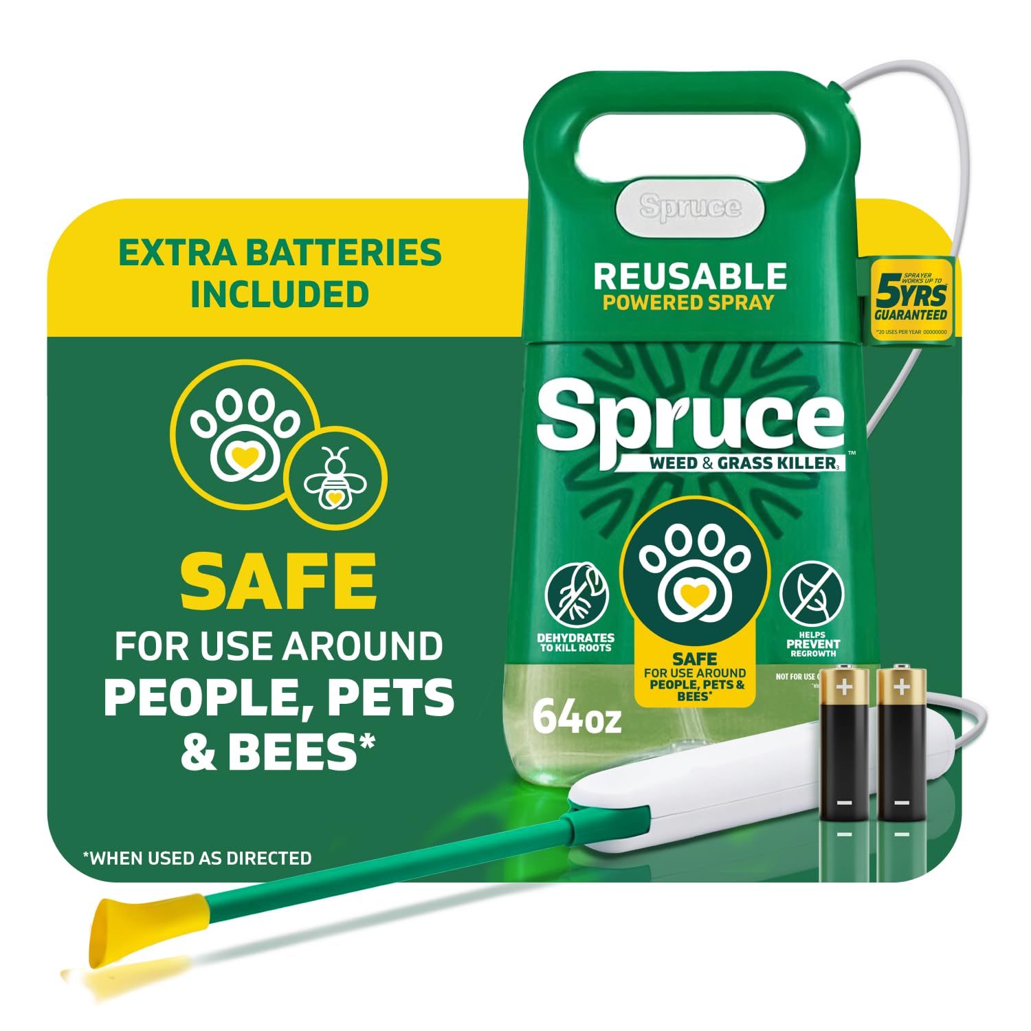 Spruce Weed Killer Spray Power Wand Kit - Weed + Grass Killer₃ Reusable Weed Sprayer...