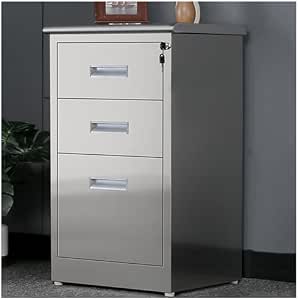Stainless Steel Lockable File Cabinet, Mobile Under Desk Storage for Home Office, Garage...