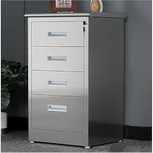 Stainless Steel Mobile File Cabinet with Lock | Under Desk Storage for Home Office, Garage &...
