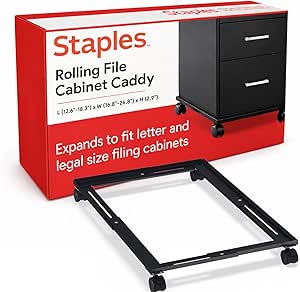 Staples Adjustable File Caddy Letter/Legal Files, Black, Heavy Duty, Fits Filing Cabinets... image