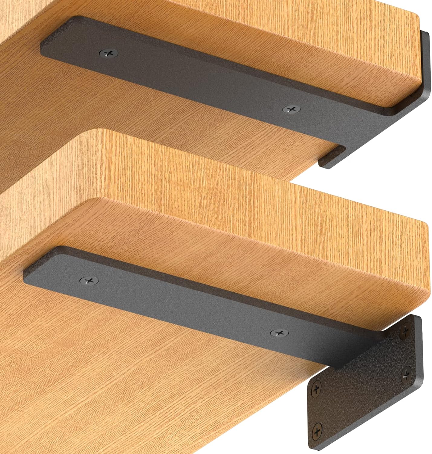 Starunder 6 Pack Floating Shelf Brackets, 6 Inch Heavy Duty Industrial Shelf Bracket, Black...