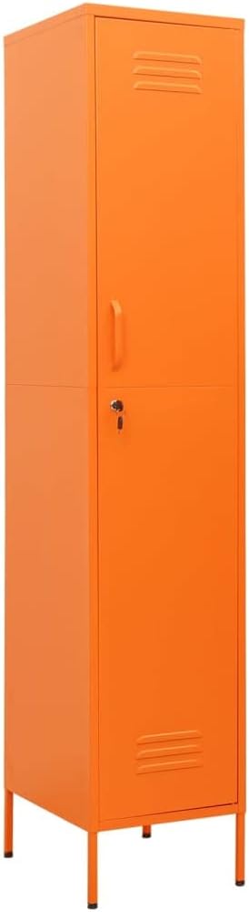 Steel Locker Cabinet for Entryway, 13.8" x 18.1" x 70.9", Orange, Stain Resistant, Floor...