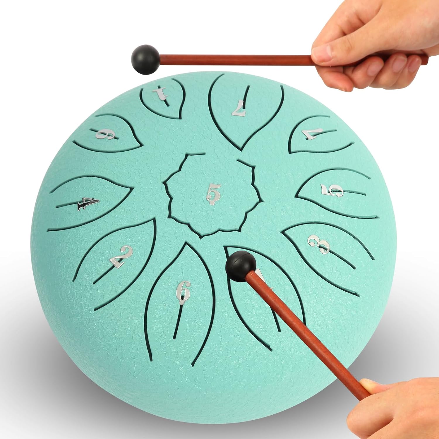Steel Tongue Drum - 6 Inch 11 Notes, C Major, 440 Hz - Rain Drum with Music Book, Mallets...