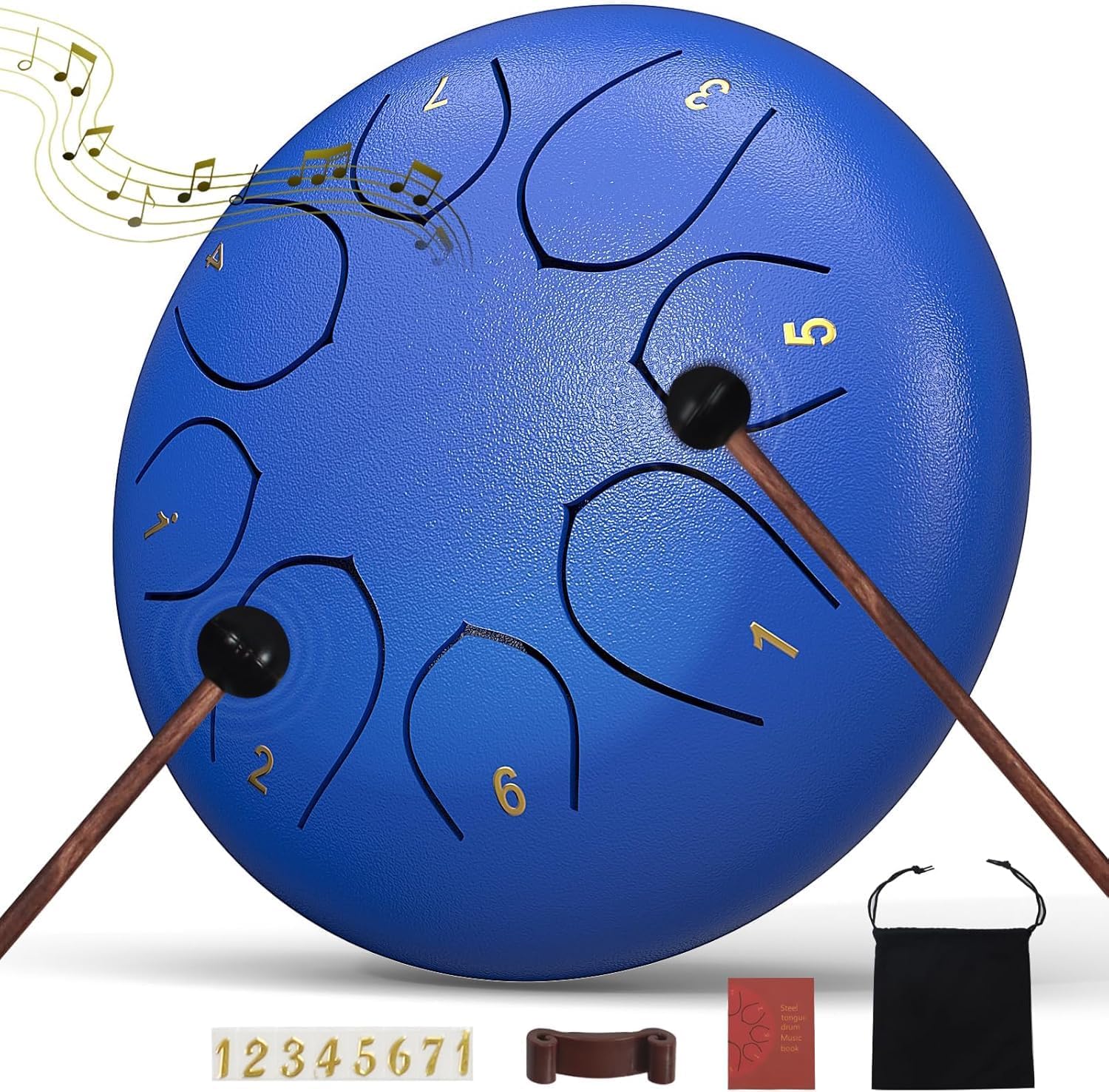 Steel Tongue Drum 6 Inch 8 Note Rain Drum – Outdoor Percussion Instrument with Mallets...