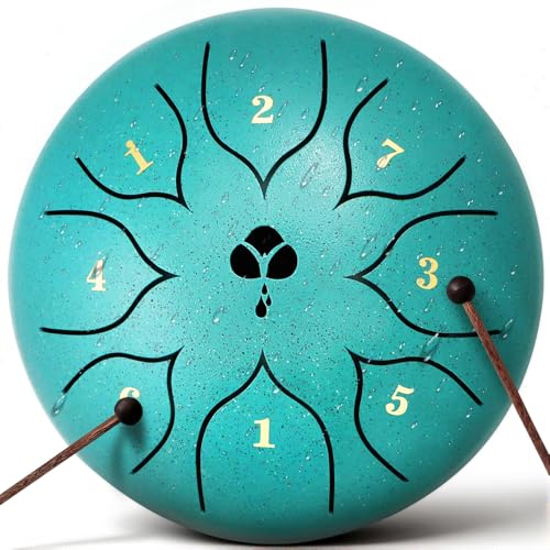 Steel Tongue Drum 6 Inch 8 Notes Rain Drum Rain Chime for Garden, Sound Healing Percussion...