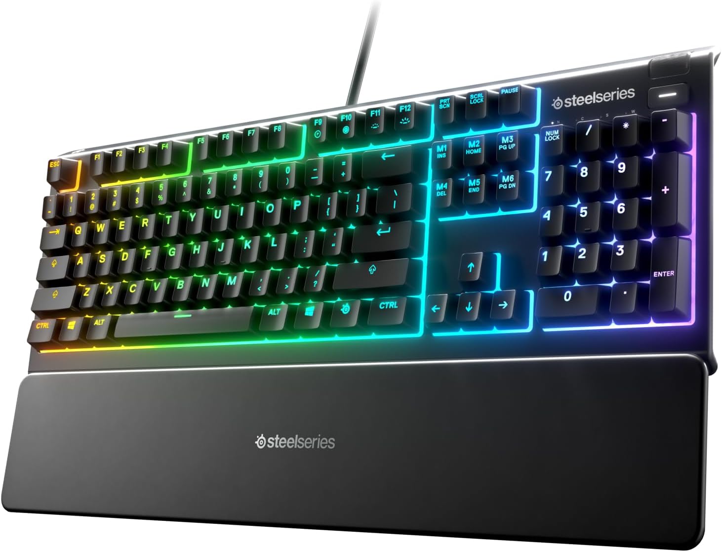 SteelSeries Apex 3 RGB Gaming Keyboard – 10-Zone RGB Illumination – IP32 Water Resistant...