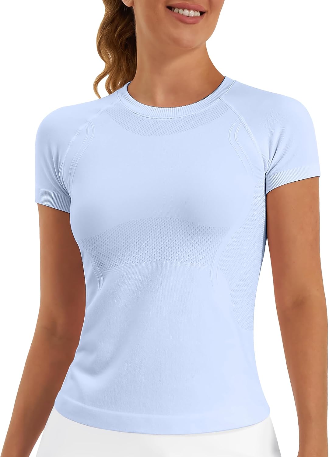 Stelle Women Workout Tops Short Sleeve Seamless Athletic Shirts Yoga Gym Sports Breathable...