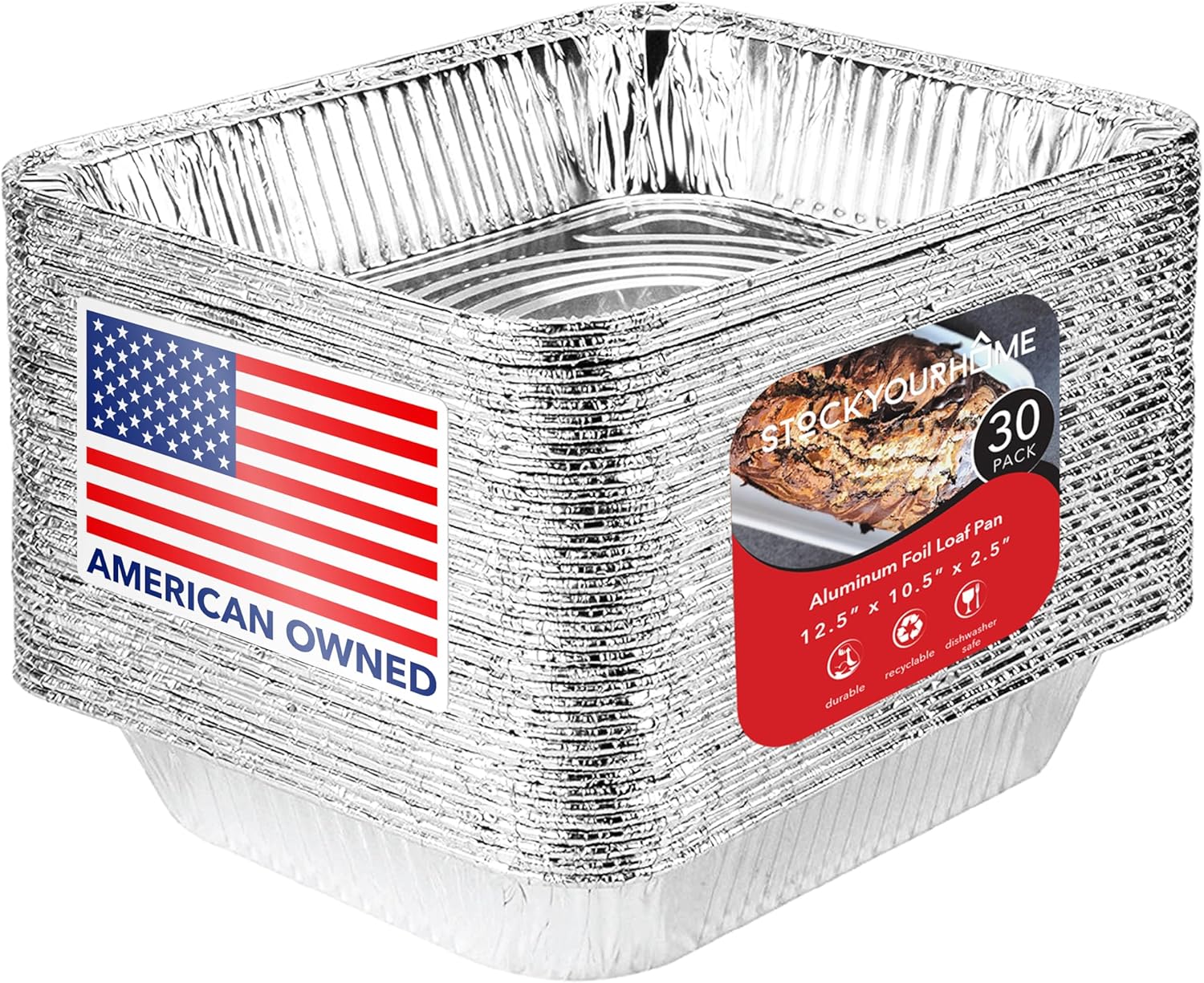 Stock Your Home Aluminum Pans 9x13 Disposable Foil Pans (30 Pack) - Half Size Steam Table...