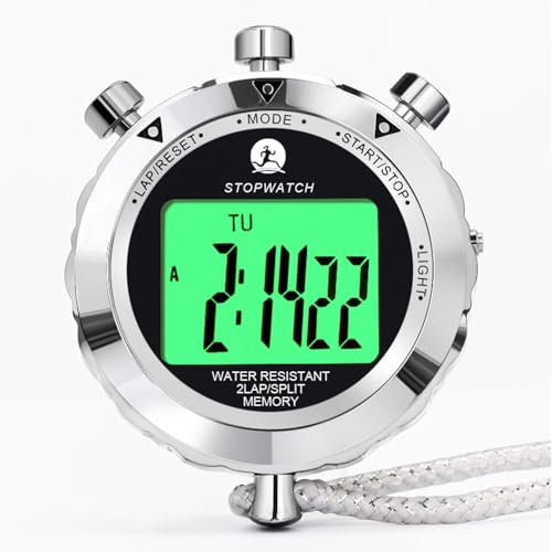 Stopwatch, Metal Stop Watch for Sports 10/100/400 Laps, Stopwatches Timer for Coach Sports...