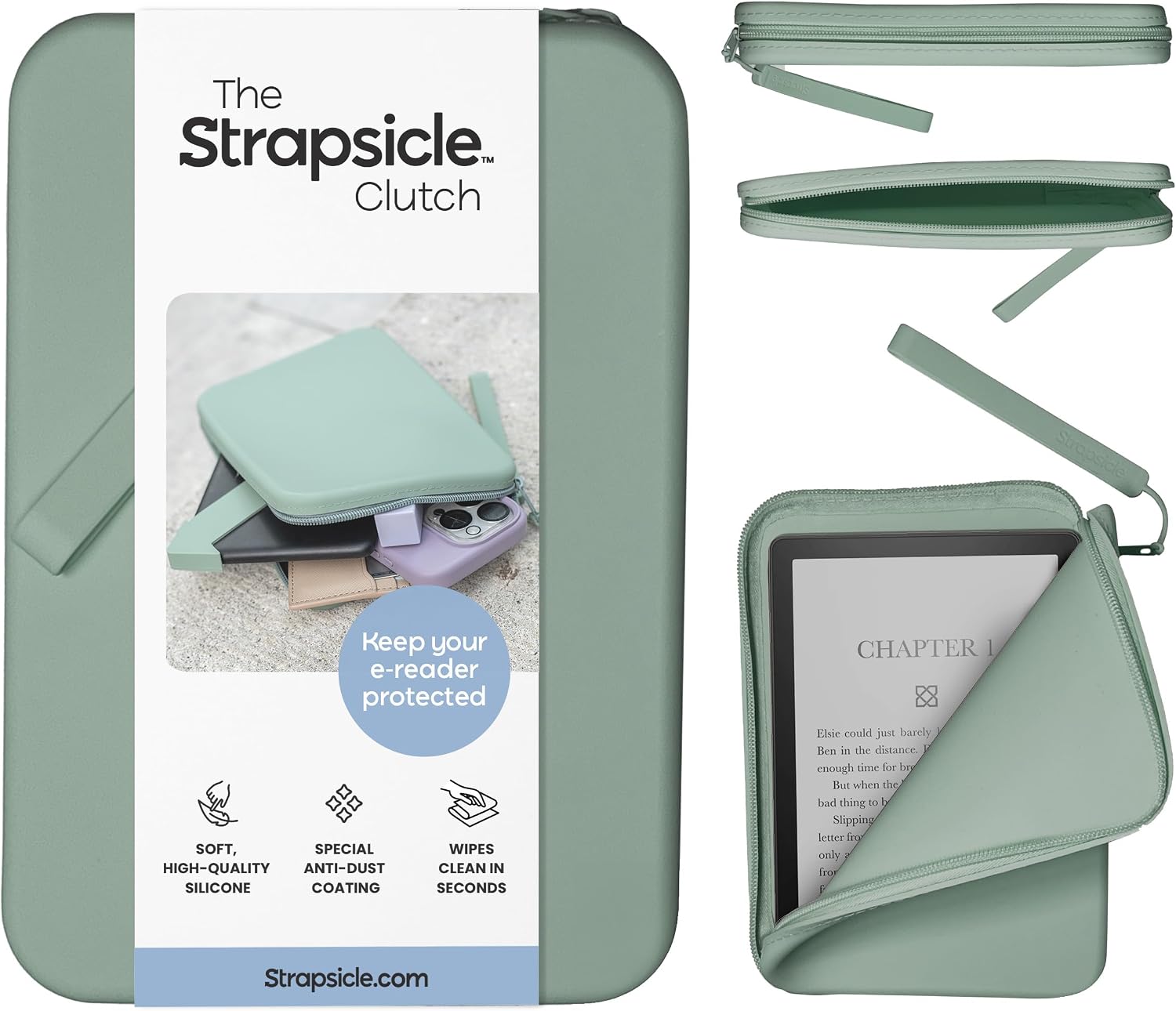 Strapsicle Silicone Clutch for Kindle & E-Readers – Multi-Purpose Bag for Phone, Wallet &...