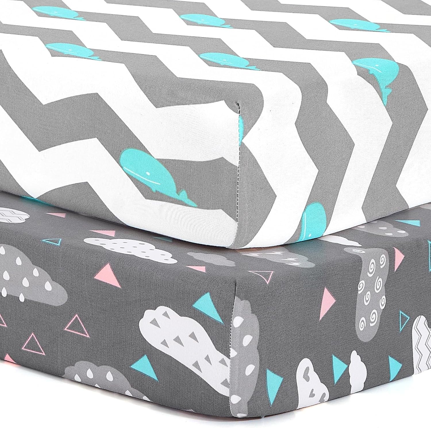 Stretchy Pack and Play Fitted Sheets: 2 Pack Mini Crib Sheets 38x26 - Soft Cozy Material...