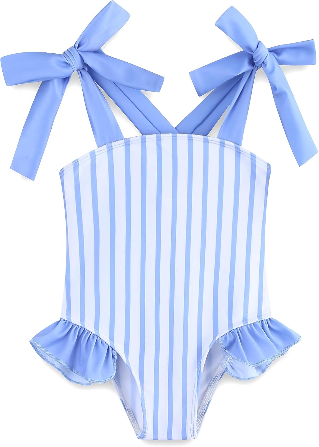Summer Toddler Girl Swimsuit Cute Camisole Ruffle One-Piece Swimwear Bow Strap Baby Girl...
