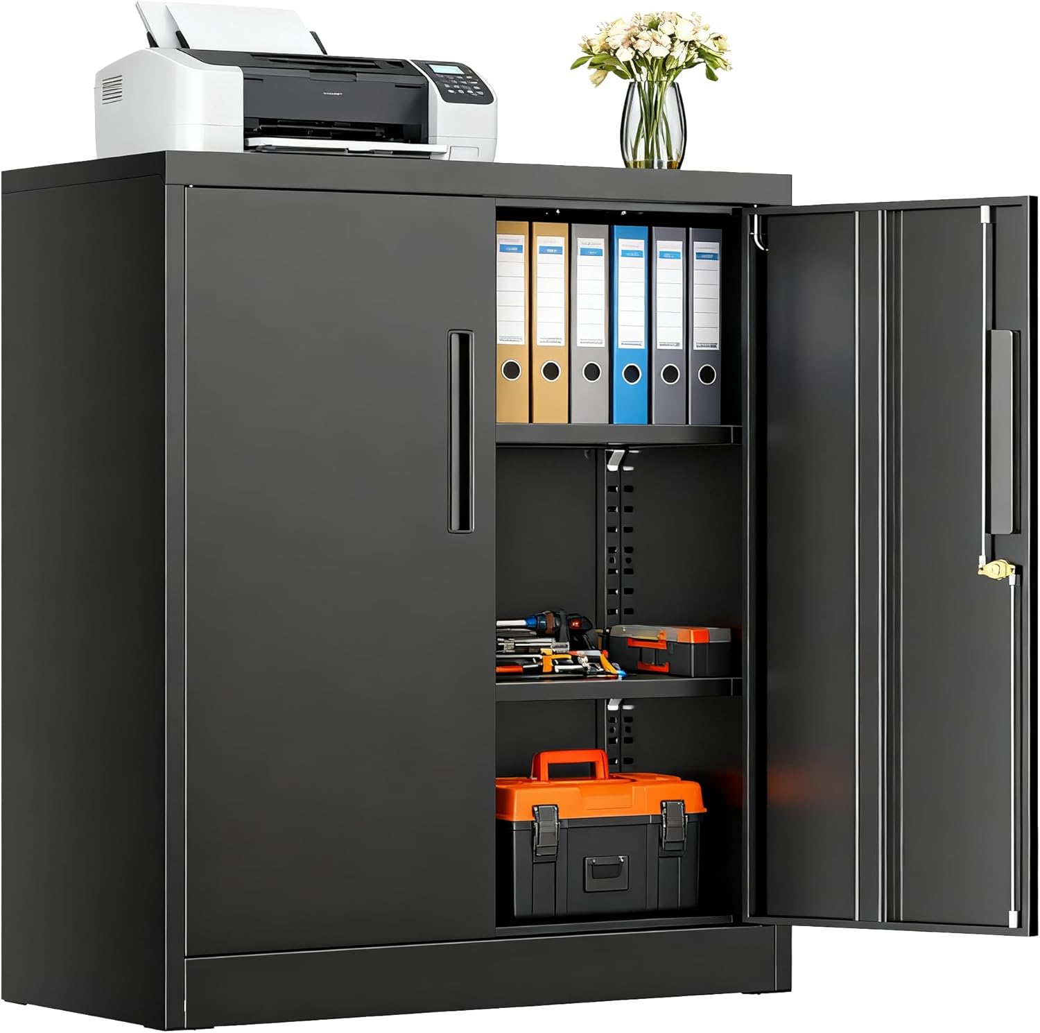 SUNCROWN Metal Storage Cabinets, 36”Locking Cabinet with Doors and Adjustable Shelves...