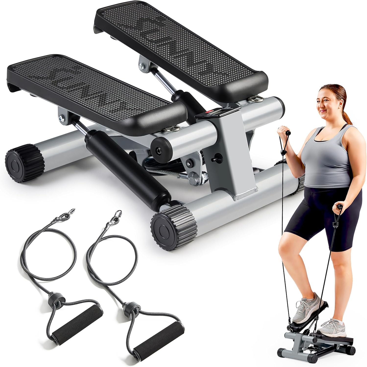 Sunny Health & Fitness Mini Steppers for Exercise at Home, Stair Step Workout Machine with...