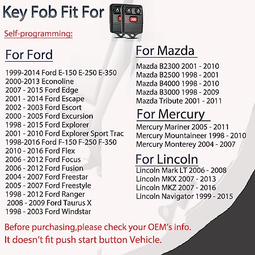 SUPALAND Key Fob Keyless Entry Fits for Ford F150 F250 F350 Explorer Expedition 1998-2016 /... image