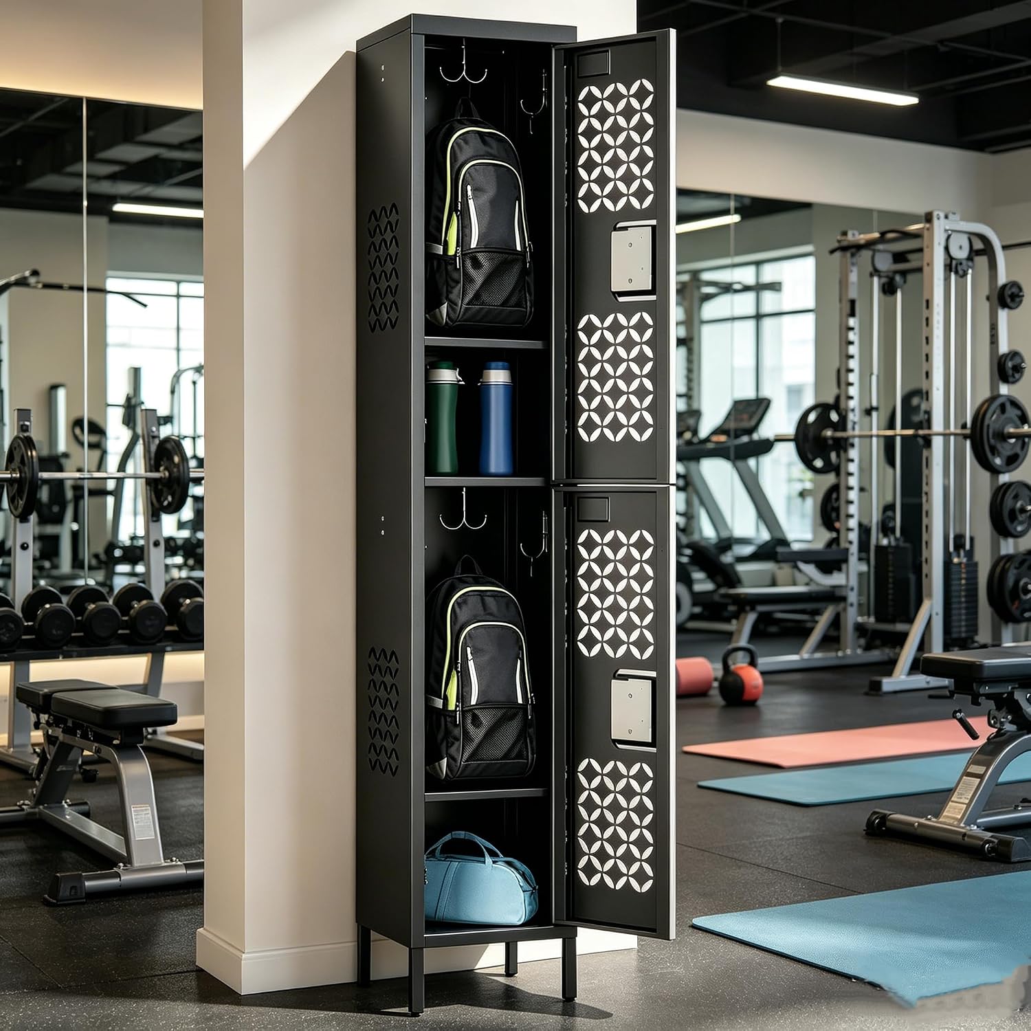 SUPEER 2 Doors Metal Lockers for School,66" Tall Metal Storage Lockers with 6 Hooks and 2... image