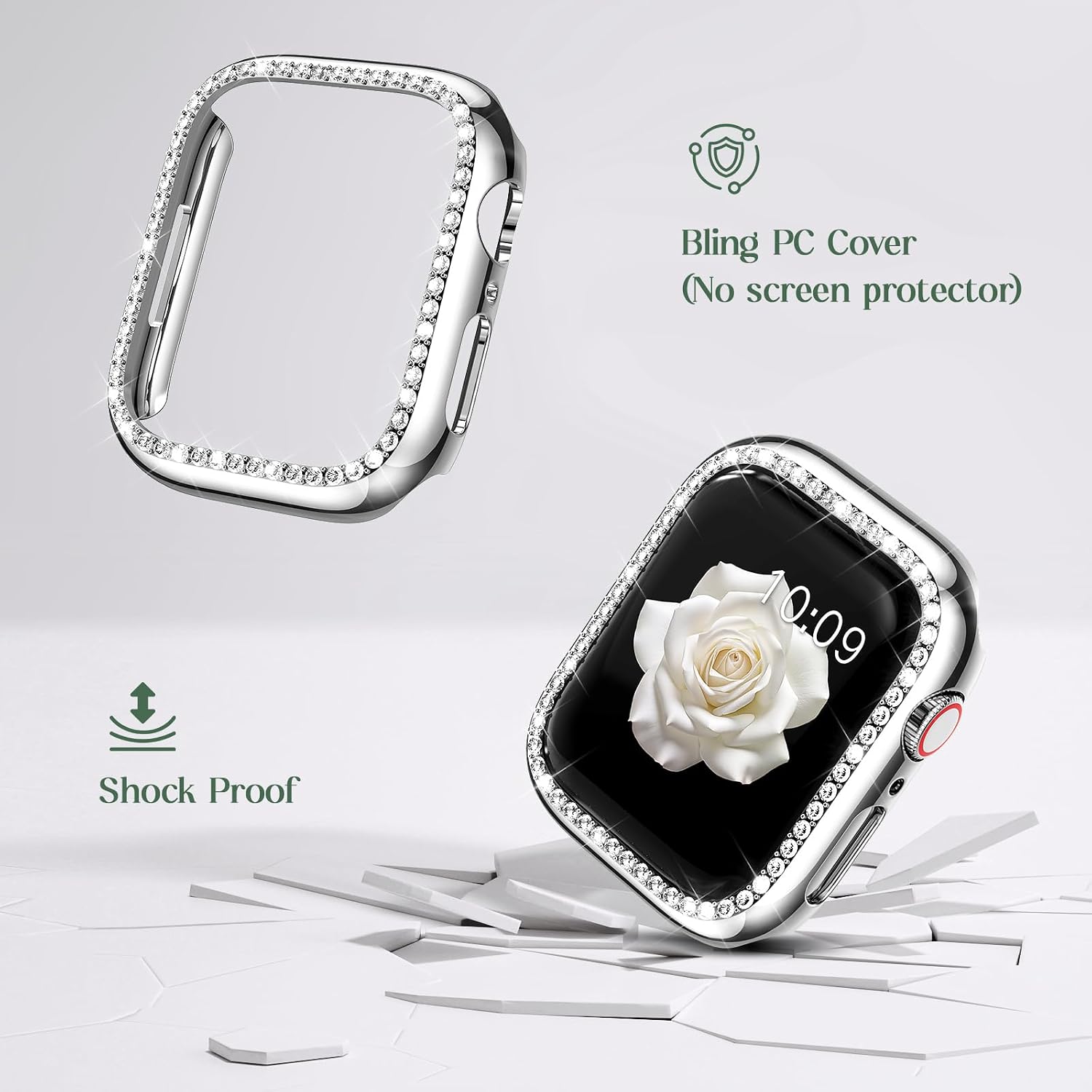 Supoix Compatible with Apple Watch Band 38/40/41/42/44/45/46/49mm+ Case, Women Jewelry Bling... image