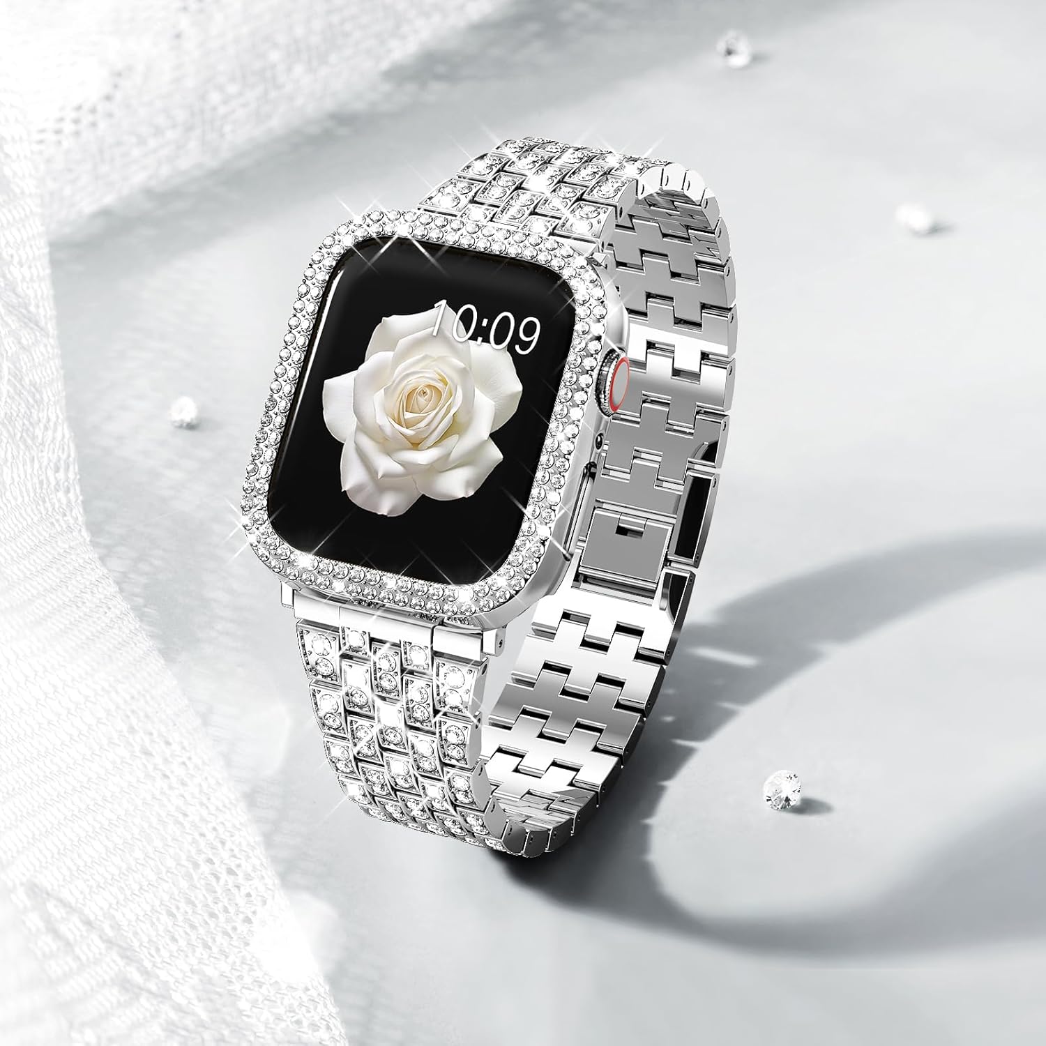 Supoix Compatible with Apple Watch Band 38/40/41/42/44/45/46/49mm+ Case, Women Jewelry Bling...