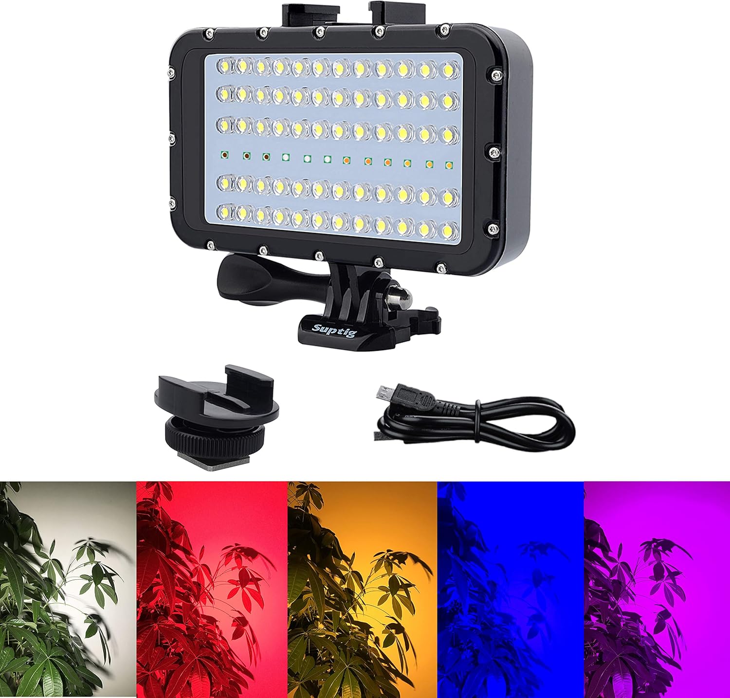 Suptig Video Lighting Dive Light Underwater Lights 72 Led Lights Compatible for Gopro Canon...