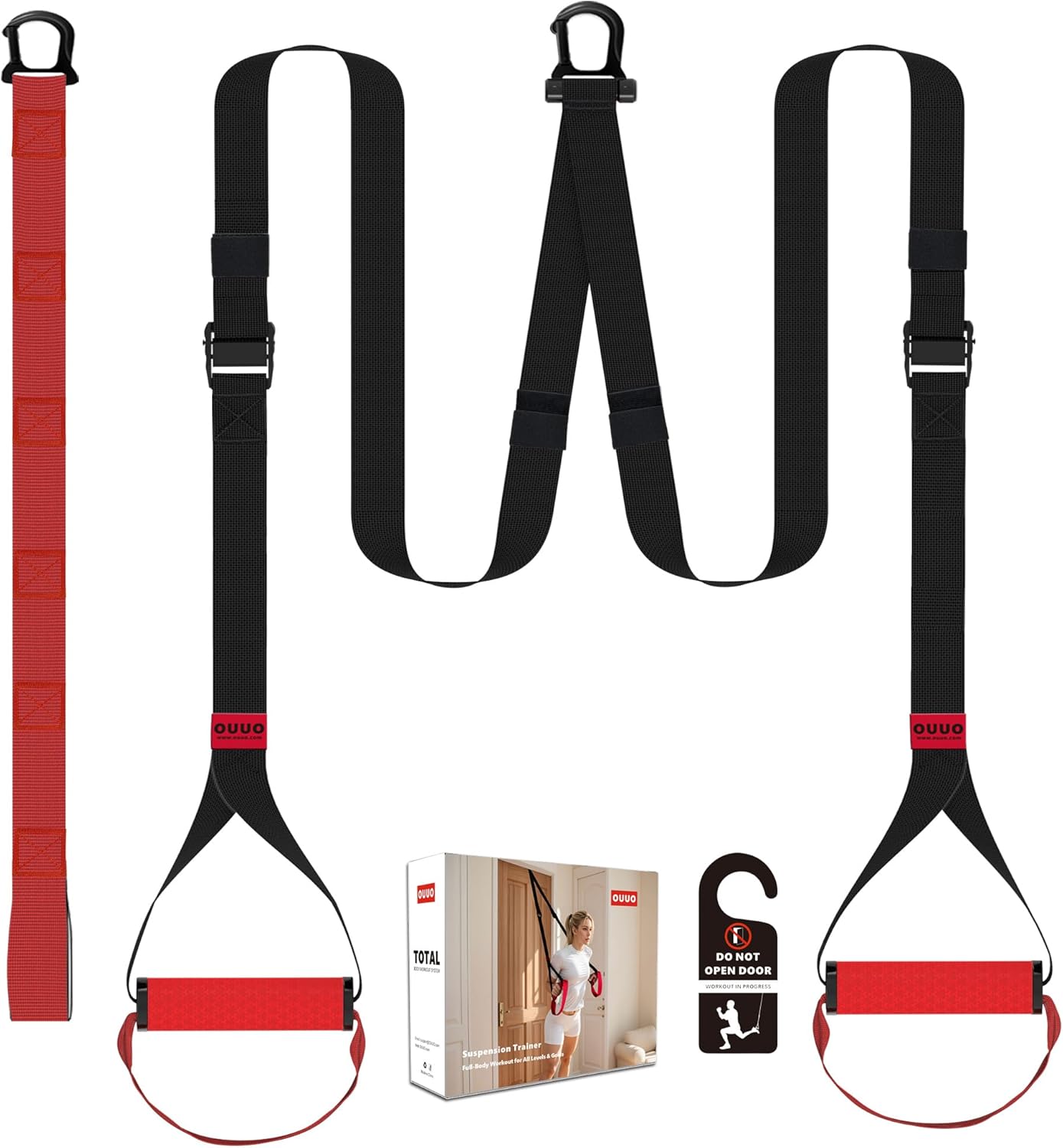 Suspension Straps Trainer with Built-in Door Anchor, All-in-One Bodyweight Training System...