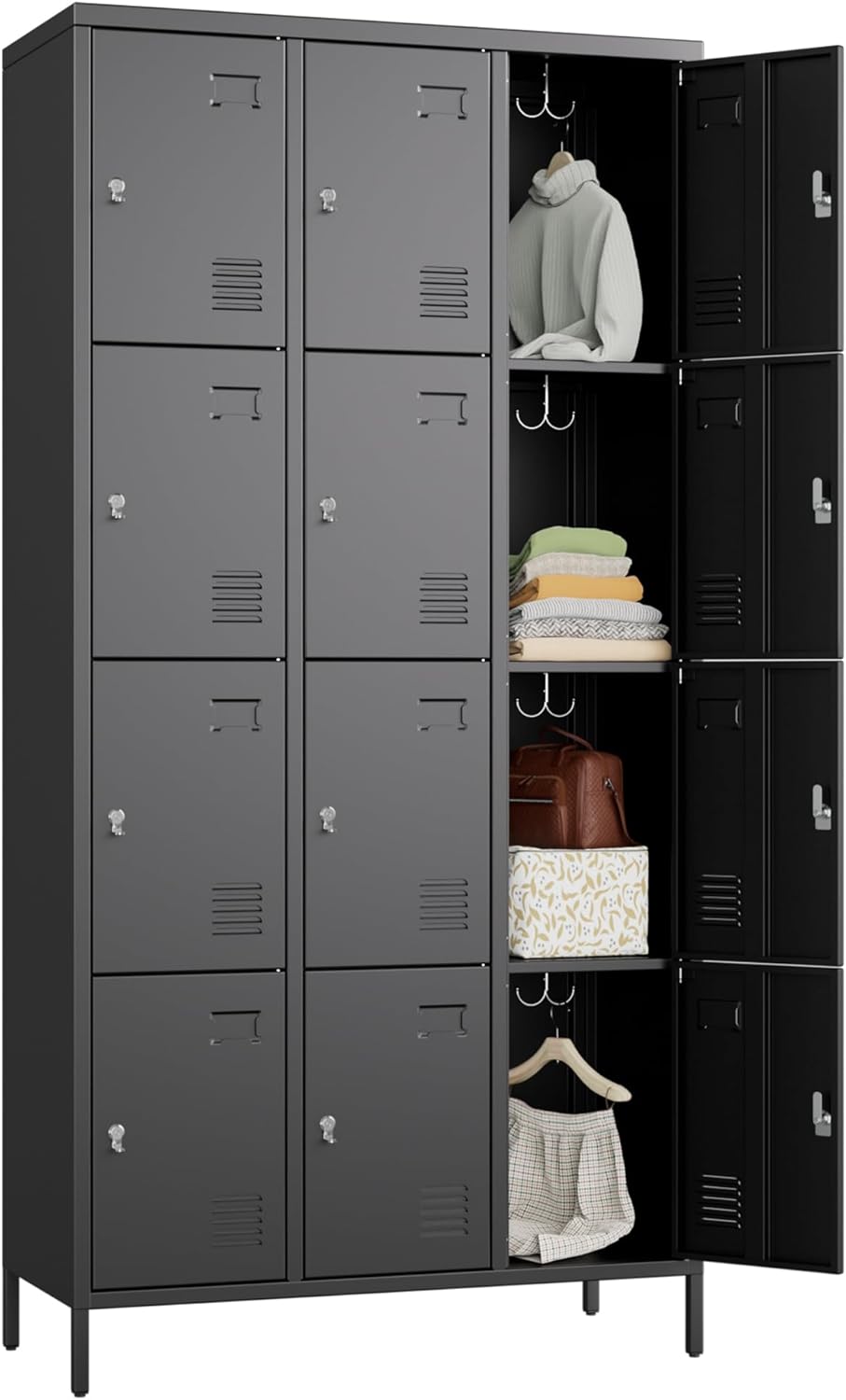 SUXXAN 12 Door Metal Lockers for Employees, Heavy Duty Steel Storage Locker with Adjustable...