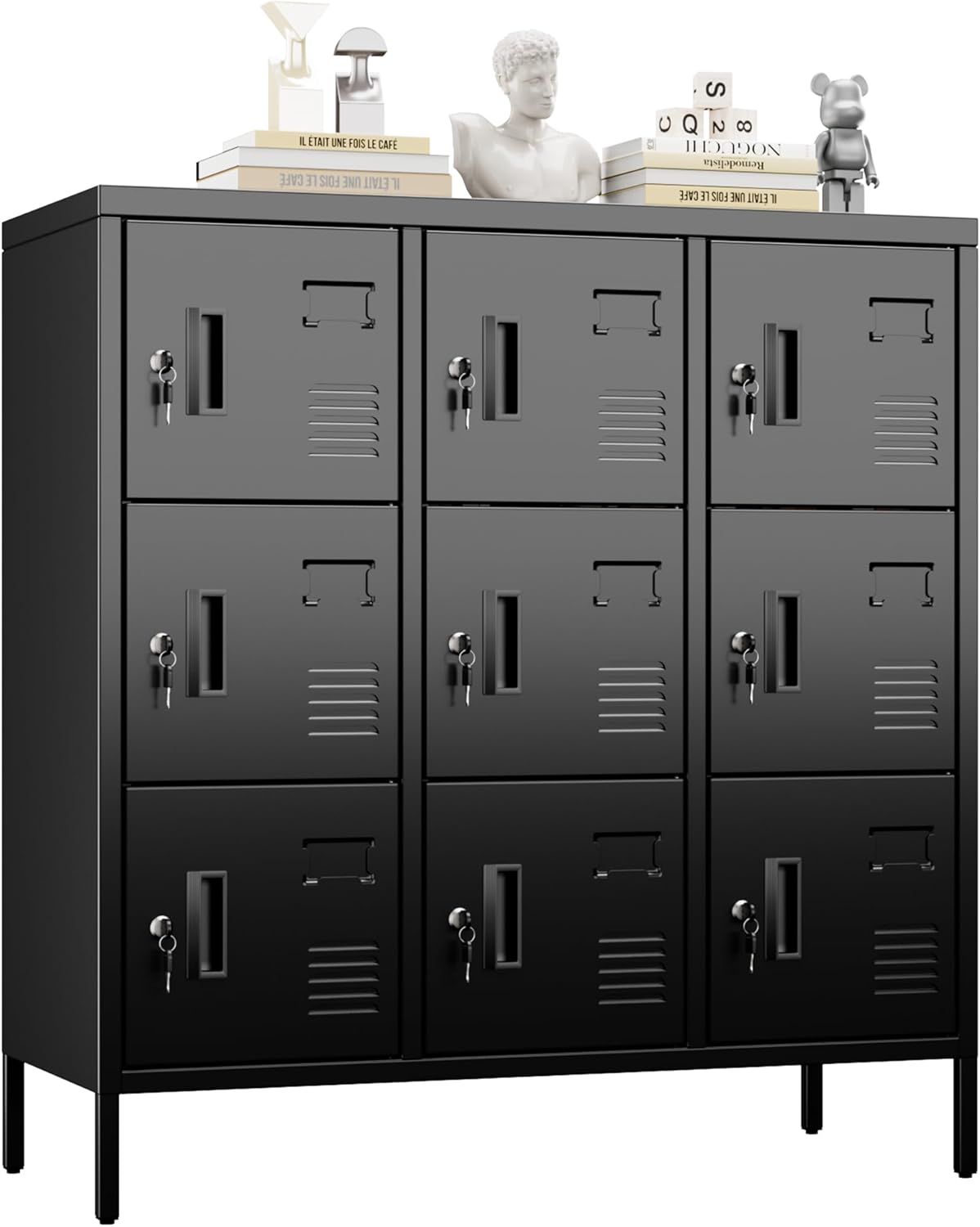 SUXXAN 9 Door Metal Lockers for Employees, Lockable Office Storage Locker with Keys and Name...