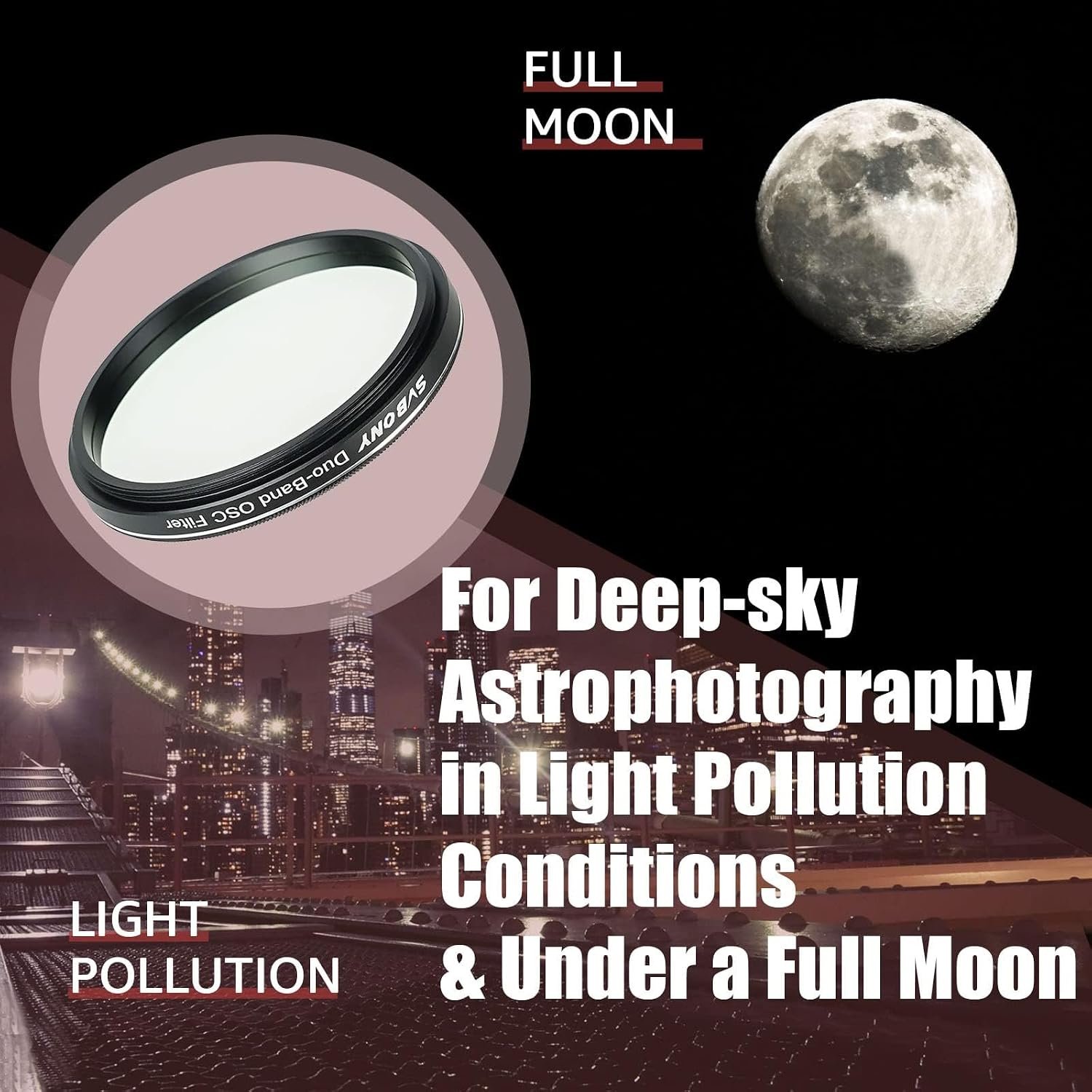 SVBONY SV220 Telescope Filter, 2" 7nm Dual-Band Nebula Filter, Reduce Stray Light... image