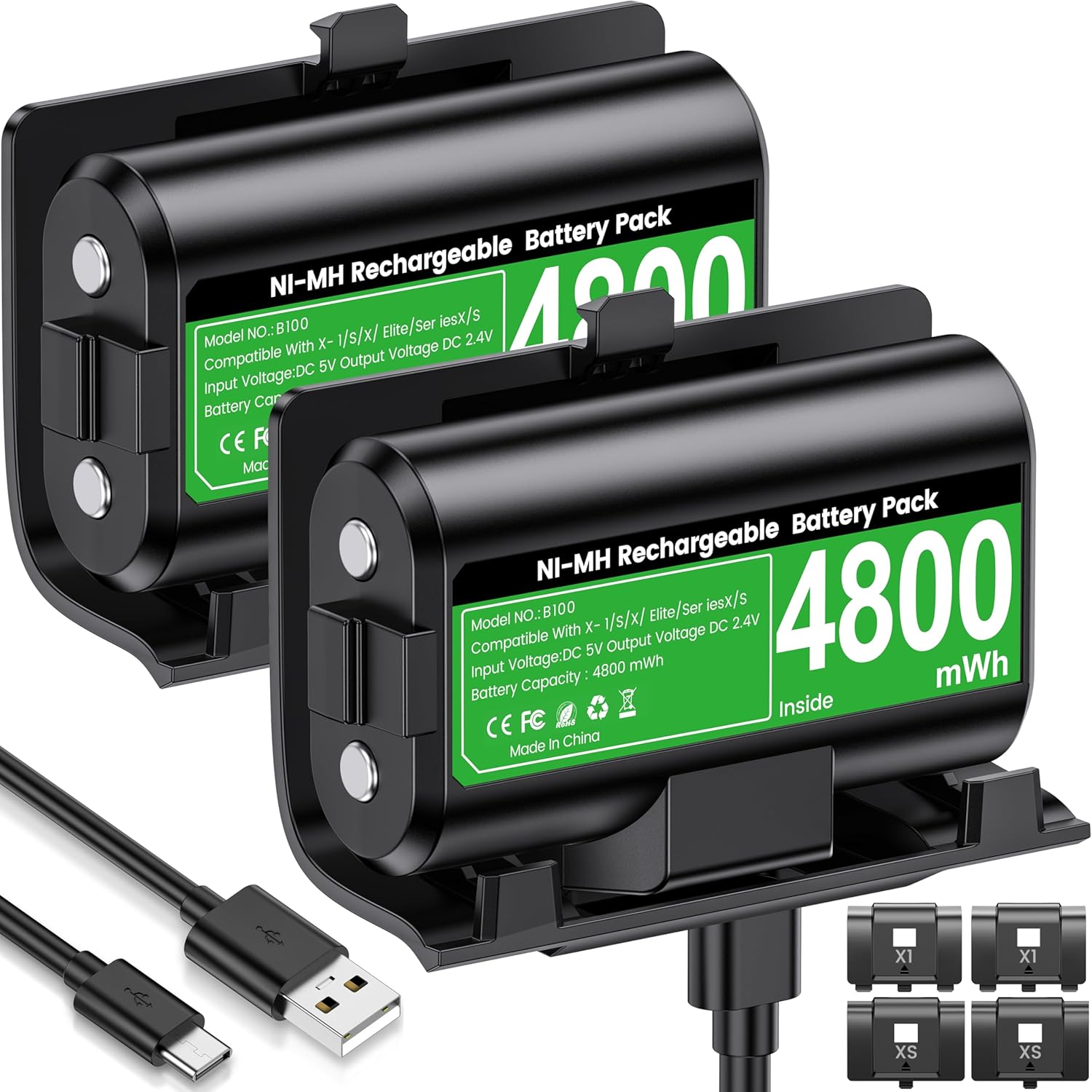 Svetaecho for Rechargeable Xbox Controller Battery Pack – 2x4800mWh Long-Lasting Battery...