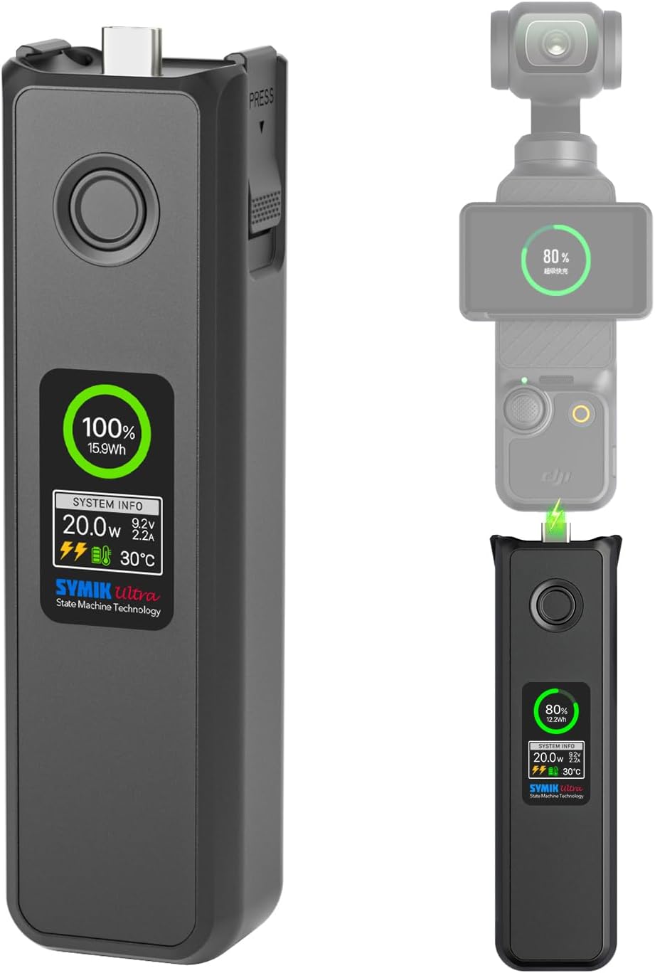 SYMIK Intelligent Battery for DJI Osmo Pocket 4, Pocket 3, Xtra Muse, Built-in 5000mAh...
