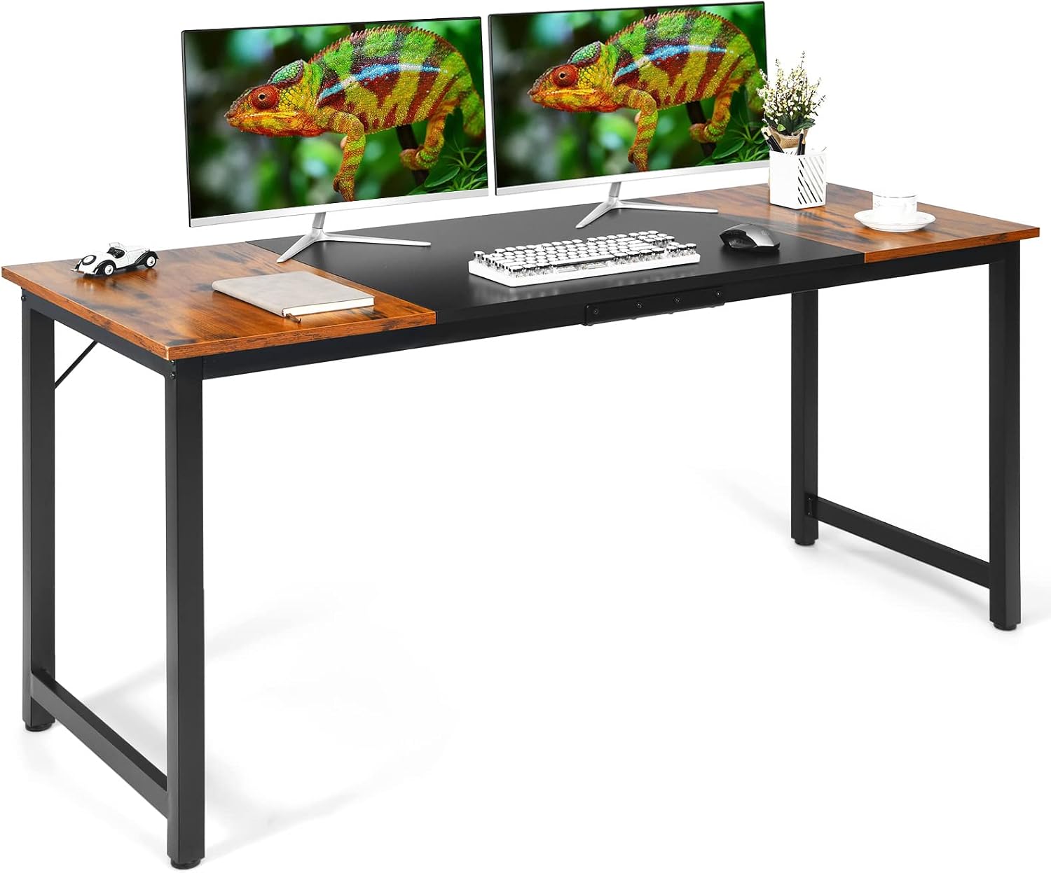 Tangkula 63 Inch Large Home Office Computer Desk, Study Writing Desk with Heavy Duty Metal...