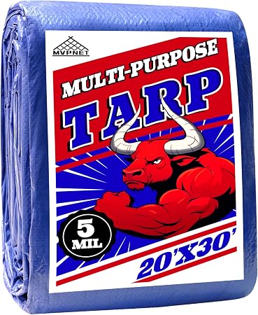 Tarp 20x30 ft 100% Waterproof Uv Resistant High Durability Multipurpose 5mil Blue Tarp for... image