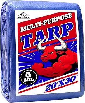 Tarp 20x30 ft 100% Waterproof Uv Resistant High Durability Multipurpose 5mil Blue Tarp for... image