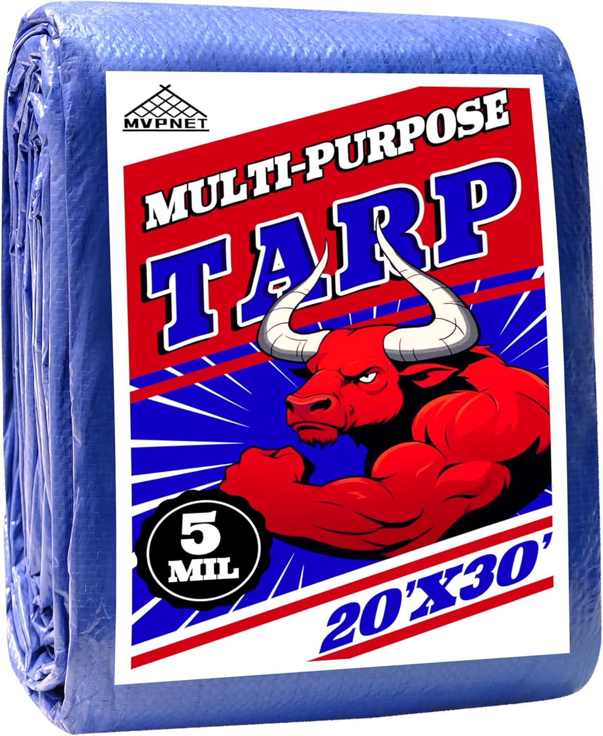 Tarp 20x30 ft 100% Waterproof Uv Resistant High Durability Multipurpose 5mil Blue Tarp for...