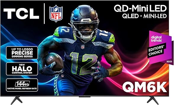 TCL 55 Inch Class QM6K Series | Mini LED QLED 4K HDR | 55QM6K, 2025 Model | 120HZ-144HZ High...