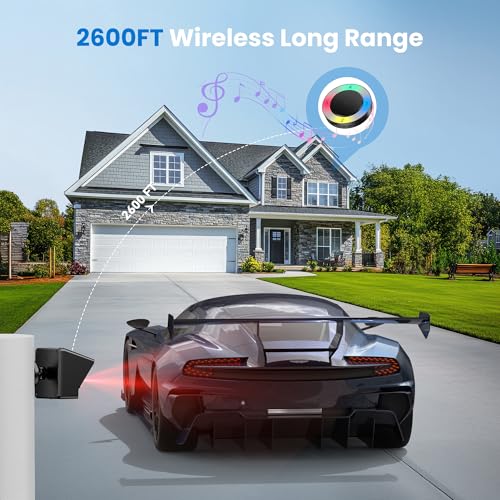 TECKNET Solar Wireless Driveway Alarm with 2600FT Long Range & 36 Melodies & 5 Volumes and... image