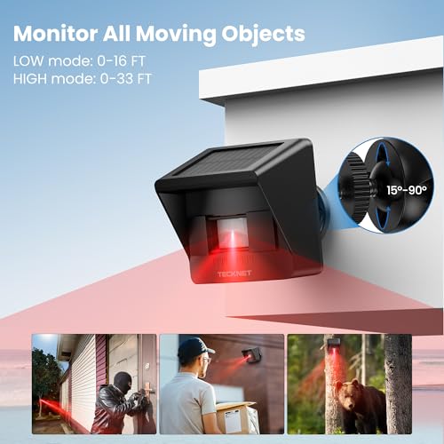 TECKNET Solar Wireless Driveway Alarm with 2600FT Long Range & 36 Melodies & 5 Volumes and... image