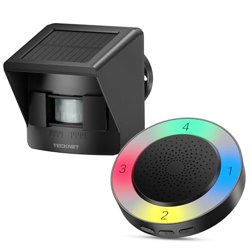 TECKNET Solar Wireless Driveway Alarm with 2600FT Long Range & 36 Melodies & 5 Volumes and... image