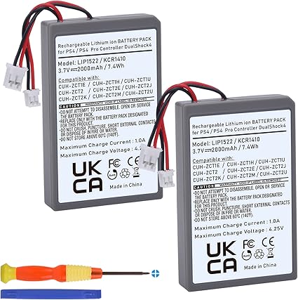 Tectra PS4 Controller Battery, 2-Pack LIP1522 Battery for Sony PlayStation 4 PS4 Slim Pro...