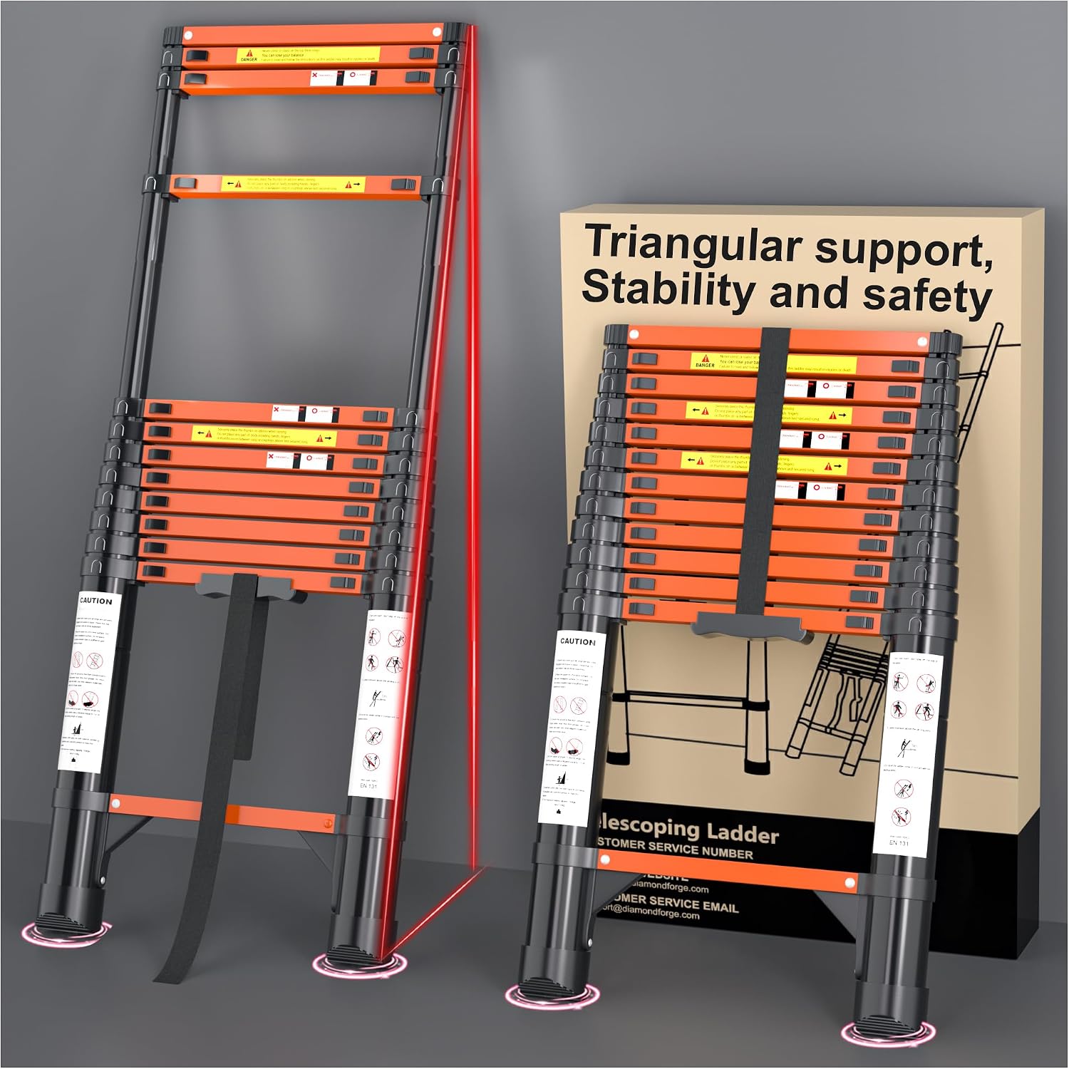 Telescoping Ladder, 12.5 FT Aluminum Extendable Ladder, 330 Lbs Capacity, Collapsible...