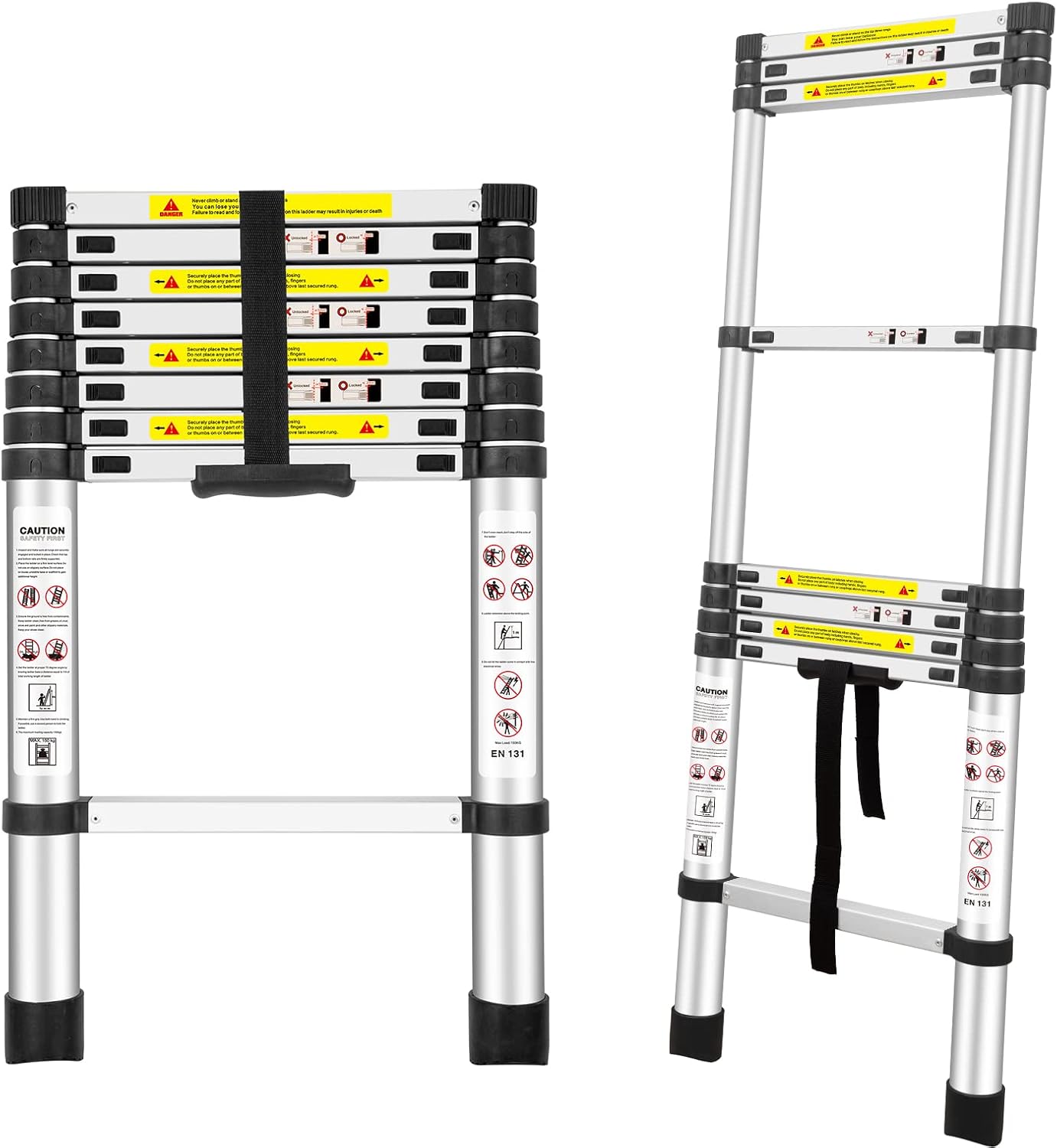 Telescoping Ladders, (8.5Ft/2.6M) EN131 Standards Aluminum Extension Ladder, Extension for...