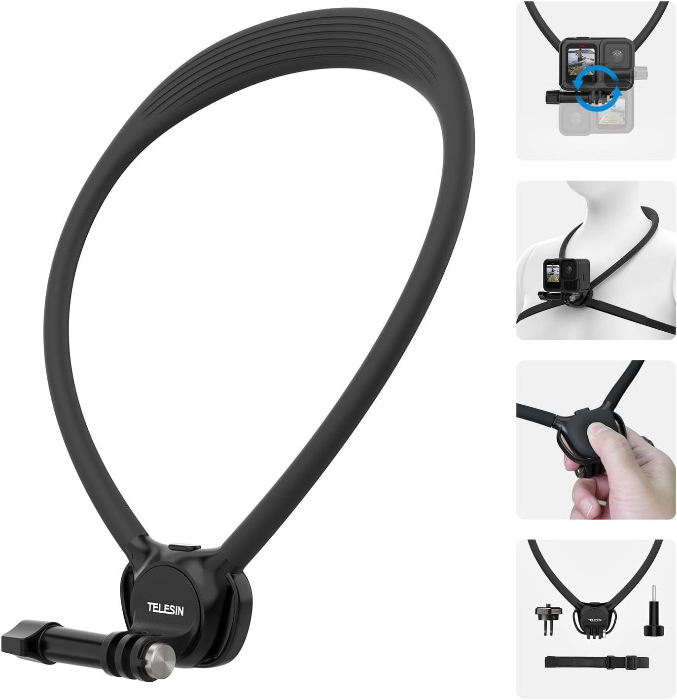 TELESIN Neck Mount SE 2.0 with Air Cushion, Adjustable Chest Strap and Neck Mount for...