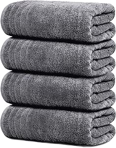 Tens Towels Pack of 4 Extra Large Bath Towels 30 x 60 Inches, 100% Cotton, Larger & Lighter...