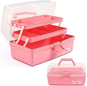 TERGOO 12in 3-Layer Plastic Craft Organizers and Storage, Portable Folding Tackle Box with...