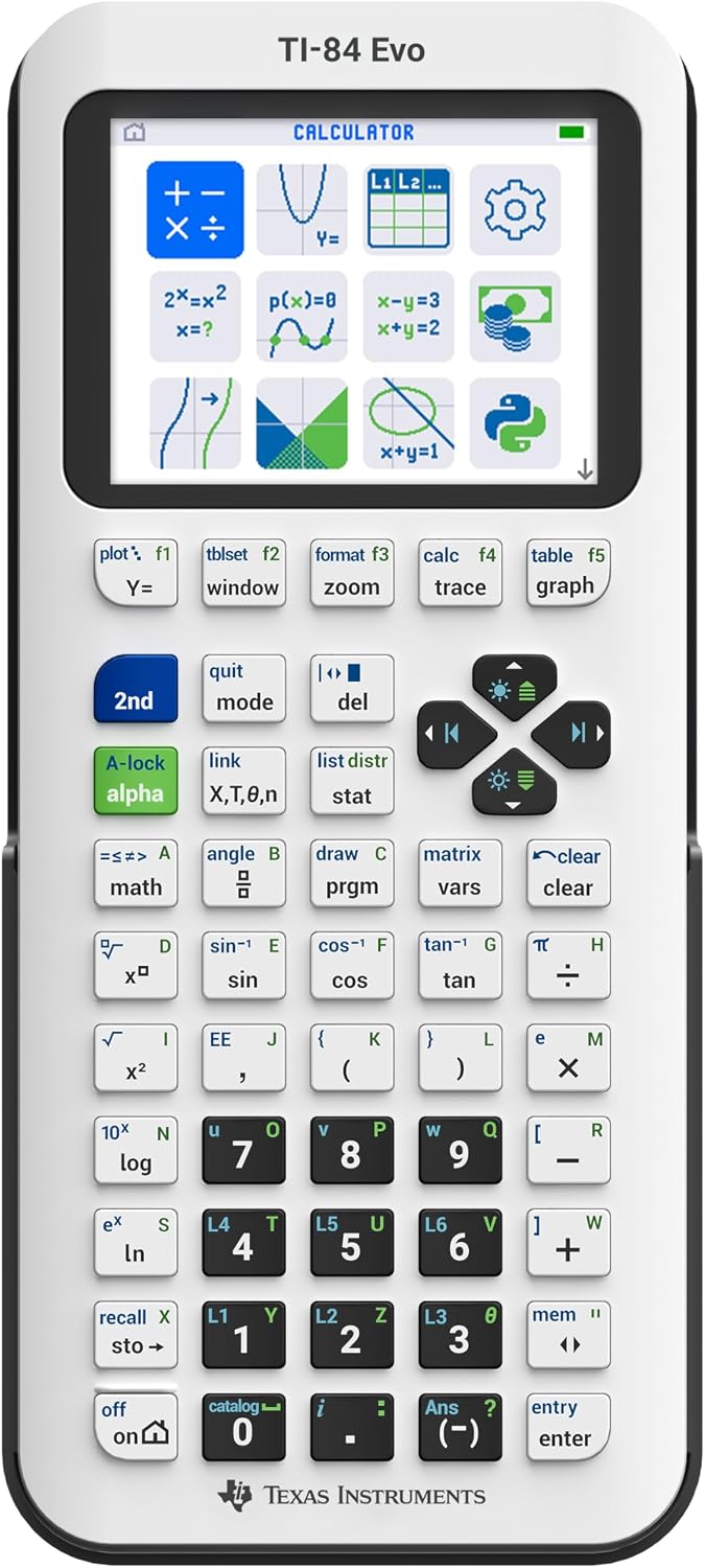 Texas Instruments TI-84 Evo Graphing Calculator | Intuitive Icon-based Homescreen, USB-C...