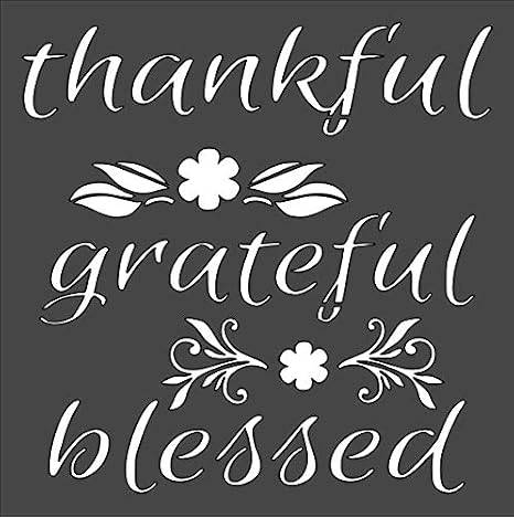 Thankful Grateful Logo Stencil Reusable Sturdy Flexible Clear Plastic 1-5.5x5.5 in Arts and...