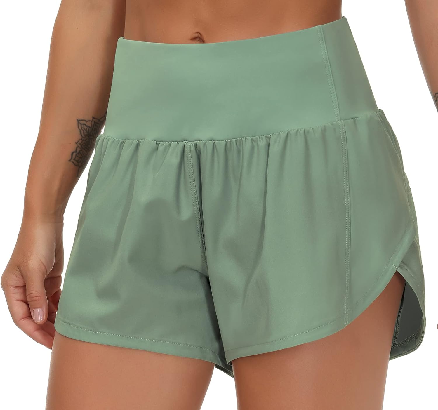 THE GYM PEOPLE Womens High Waisted Running Shorts Quick Dry Athletic Workout Shorts with...