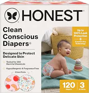 The Honest Company Comfort Dry Disposable Daytime Diapers, Hypoallergenic, Fragrance-Free... image