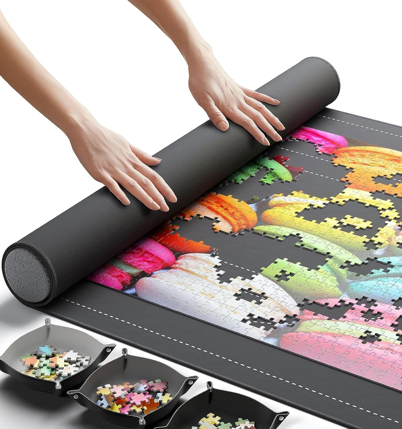 The Original Newverest Jigsaw Puzzle Mat Roll Up, Saver Pad 46” x 26” Portable Keeper Up...