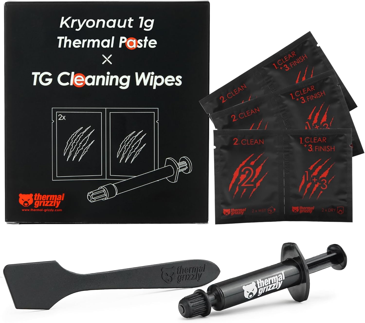 Thermal Grizzly Kryonaut - 1 Gram - Extremely High Performance Thermal Paste + 12 Cleaning...